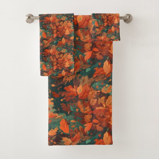 Warme Rustieke Aquarel Bladeren - Boho Esthetiek Bad Handdoek (Insitu)