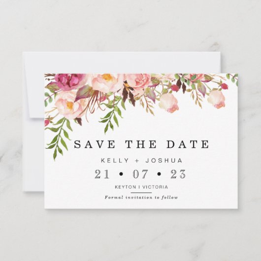 Warme rustieke bloemenbruiloft Save the Date Kaart (Voorkant)
