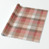 Warme rustieke geruite stoftextuur in koraal cadeaupapier (Uitgerold)