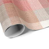 Warme rustieke geruite stoftextuur in koraal cadeaupapier (Rol Hoek)
