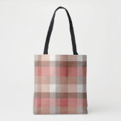 Warme rustieke geruite stoftextuur in koraal tote bag (Voorkant)
