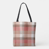 Warme rustieke geruite stoftextuur in koraal tote bag (Achterkant)