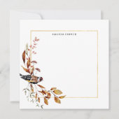 Warme rustieke herfstbladeren & vogel notitiekaartje (Voorkant)