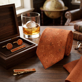 Warme Rustieke Oranje Blad Patroon Stropdas