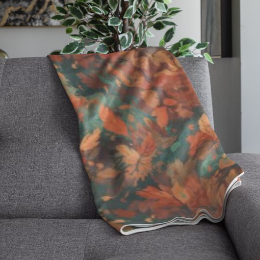 Warme rustieke Waterverf bladeren - Boho esthetisc Fleece Deken