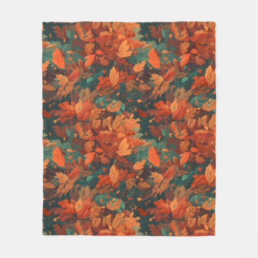 Warme rustieke Waterverf bladeren - Boho esthetisc Fleece Deken (Voorkant)