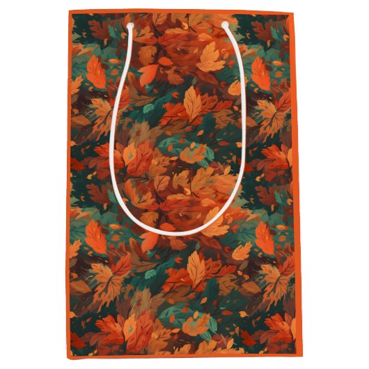 Warme rustieke Waterverf bladeren - Boho esthetisc Medium Cadeauzakje (Voorkant)