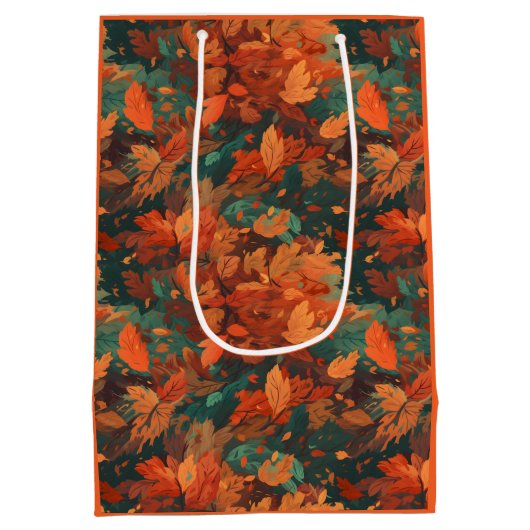 Warme rustieke Waterverf bladeren - Boho esthetisc Medium Cadeauzakje (Achterkant)