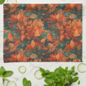 Warme rustieke Waterverf bladeren - Boho esthetisc Theedoek (Gevouwen)