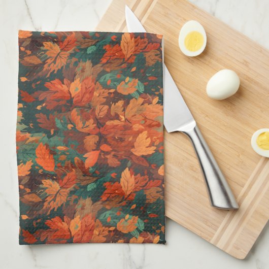 Warme rustieke Waterverf bladeren - Boho esthetisc Theedoek (Quarter Fold)
