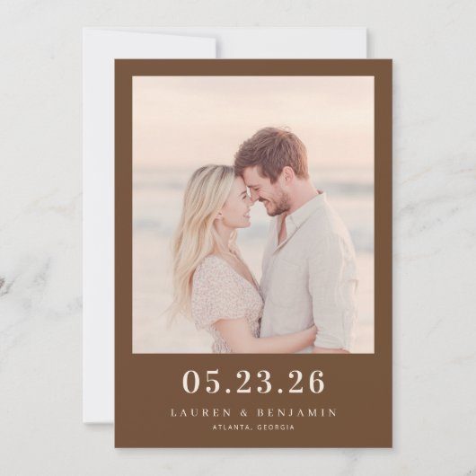 Warme Sepia Minimalistische Foto Save The Date (Voorkant)