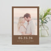 Warme Sepia Minimalistische Foto Save The Date (Staand voorkant)