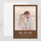 Warme Sepia Minimalistische Foto Save The Date (Voorkant / Achterkant)