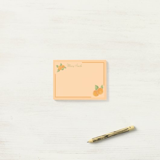 Warme Sinaasappelborders Ontwerp Post-it® Notes (Op bureau)