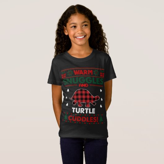 Warme Snuggles Turtle Lover Cadeaus Kerstmis Lelij T-shirt (Voorkant volledig)