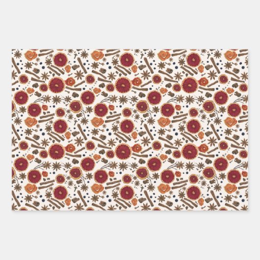 Warme specerijen - Katoetkern-Waterverf Patroon Inpakpapier Vel (Voorkant 3)