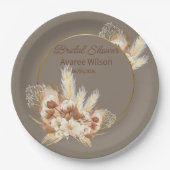 Warme Stenen Boho Pampas Grass Douche Papieren Bordje (Voorkant)