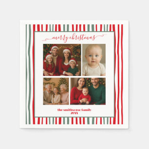 Warme Strepen familie Foto vrolijk kerstfeest Servet
