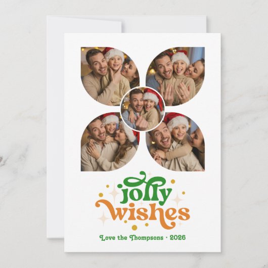 Warme Tangerine Spice Retro Fotocollage Kerstmis Feestdagenkaart (Voorkant)