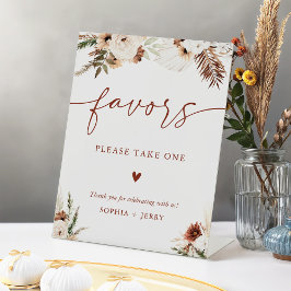 Warme Terracotta Aardse Boho Bloemen Favorieten Tr Reclamebord Met Voetstuk