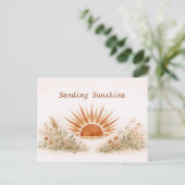 Warme Terracotta Boho Zonneuitbarsting Botanisch Briefkaart (Staand voorkant)