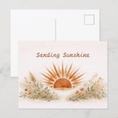 Warme Terracotta Boho Zonneuitbarsting Botanisch Briefkaart (Voorkant / Achterkant)
