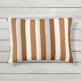 Warme Terracotta en Crème Verticale Streep Buitenkussen