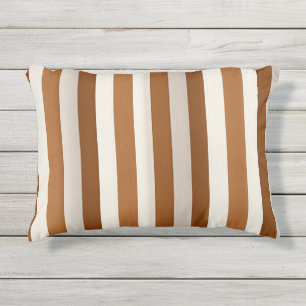 Warme Terracotta en Crème Verticale Streep Buitenkussen