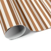 Warme Terracotta en Crème Verticale Streep Cadeaupapier (Rol Hoek)