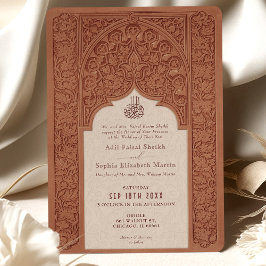 Warme terracotta kant bruiloft traditionele islami kaart