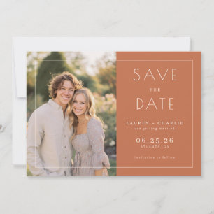 Warme Terracotta Minimalistische Foto Save The Date