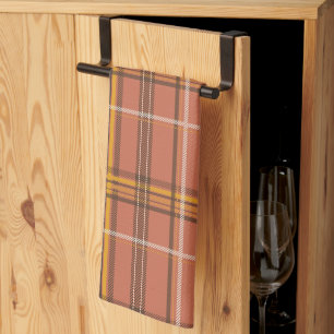 Warme Terracotta Mosterd Plaid Esthetiek Theedoek