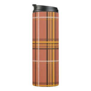 Warme Terracotta Mosterd Plaid Esthetiek Thermosbeker