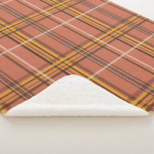 Warme Terracotta Mosterd Plaid Esthetische Sherpa Deken