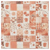 Warme Terracotta Patchwork Herfst Quilt Stof (Close Up)