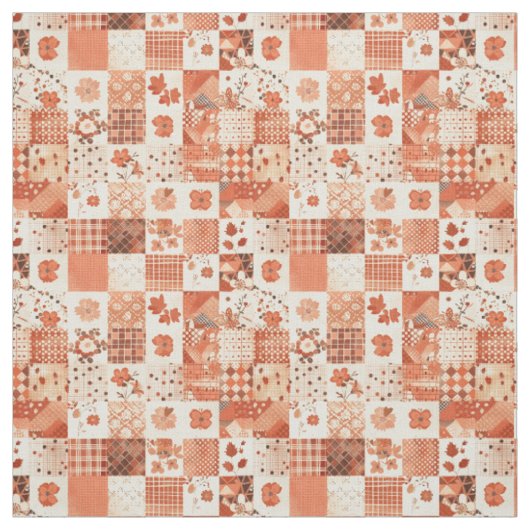 Warme Terracotta Patchwork Herfst Quilt Stof (Swatch)
