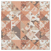 Warme Terracotta Patchwork Herfst Quilt Stof (Close Up)
