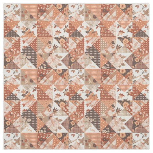 Warme Terracotta Patchwork Herfst Quilt Stof (Swatch)