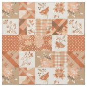 Warme Terracotta Patchwork Herfst Quilt Stof (Close Up)