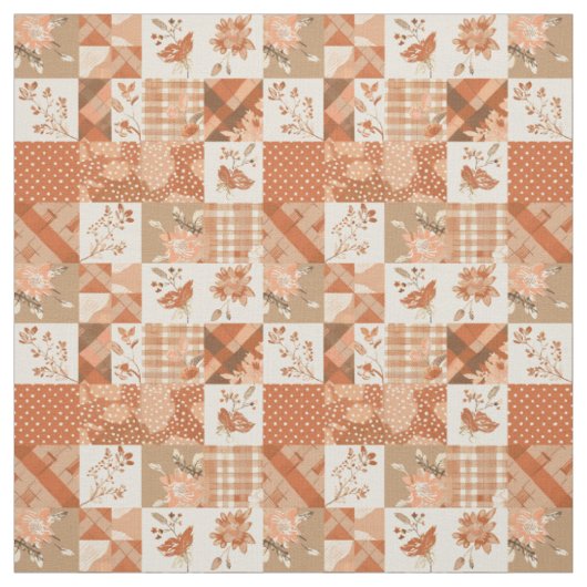 Warme Terracotta Patchwork Herfst Quilt Stof (Swatch)