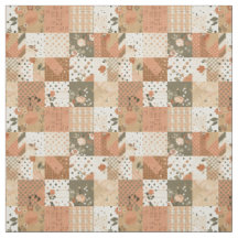 Warme Terracotta Perzik Patchwork Dekbed Herfst
