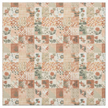 Warme Terracotta Perzik Patchwork Dekbed Herfst