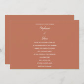 Warme terracotta wit klassiek minimale bruiloft kaart (Voorkant / Achterkant)