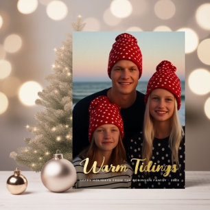 warme tijding gouden belettering Kerstmis Folie Feestdagenkaart