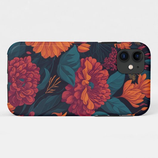 Warme tinten bloemenontwerp Case-Mate iPhone case (Achterkant (horizontaal))
