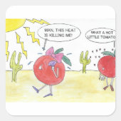 WARME TOMAAT VIERKANTE STICKER (Voorkant)