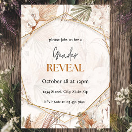 Warme Tone Pampas Boho Genderonthulling Uitnodigin Kaart