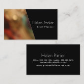 Warme, vage foto naast stevige zwarte diagonaal visitekaartje (Voorkant / Achterkant)