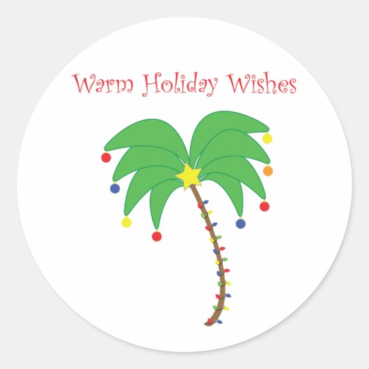 "Warme vakantiewensen" palmboom stickers (Voorkant)
