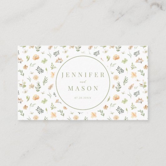 Warme vanille wildflower bruiloft Flat Place Card Plaatskaartje (Achterkant)